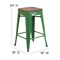 Merrick Lane Dalton Series Backless Metal Dining Stool with Wooden Seat for Indoor Use